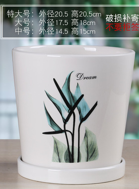花盆陶瓷创意大号托盘阳台花瓶