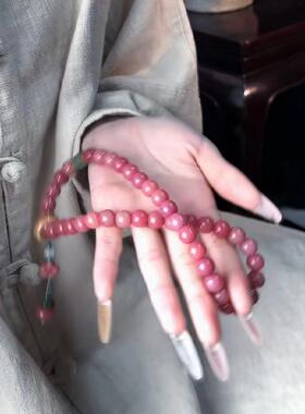 树莓粉菩提手串男女双圈绕指柔盘玩手链佛珠念珠抖音爆款文玩