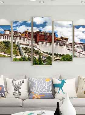 网红布达拉挂市画框客厅宫背景墙有画装西藏拉萨城建筑风景画大幅