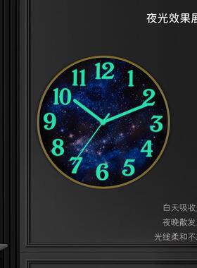 新款直销创意个性挂钟立体荧光仿木纹立体钟表静音卧室发光创意30