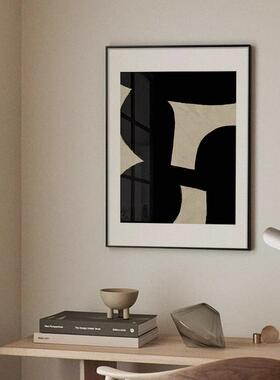 黑白高级感艺术小众挂画 画几何抽象卧室摆件画 画简约风客厅覆古