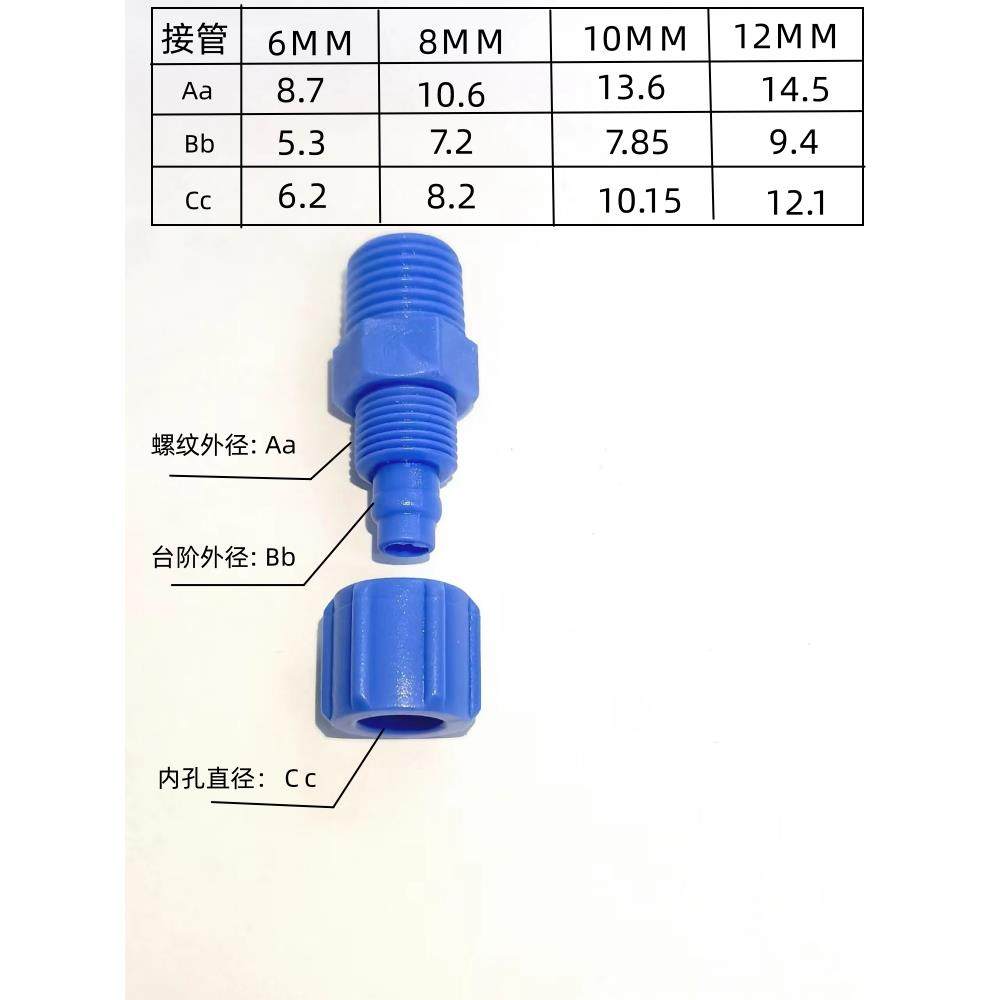 塑料快拧接头直通直角防腐蚀1/4蓝色塑钢POM耐酸碱三通弯头PC8-02,淘宝优惠券,粉丝福利购,淘宝优惠卷