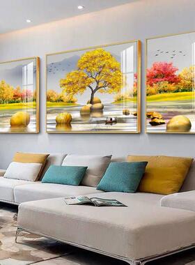 网红客装饰画现代简背约大气厅沙发景墙壁画奢高端晶瓷画镶三钻联
