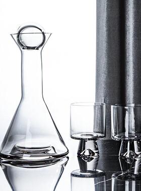 创意渐变玻璃醒酒器酒樽烟灰色醒酒器极简样板房摆件现代简约酒具