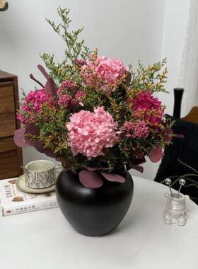 【云梦】永生花束粉红大朵绣球米花真花餐桌玄关家居卧室装饰摆饰