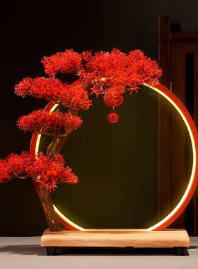 新中式创意禅意摆件 家居倒流香客厅led灯圈办公室会所招财装饰品