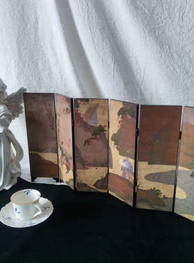中古桌面小屏风摆件家居礼品装饰特色日式工艺品纪念品漆器饰品