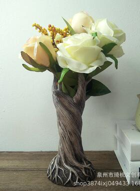 跨境热款树妖花瓶摆件创意树干摆设家居客厅桌面树脂工艺花插装饰