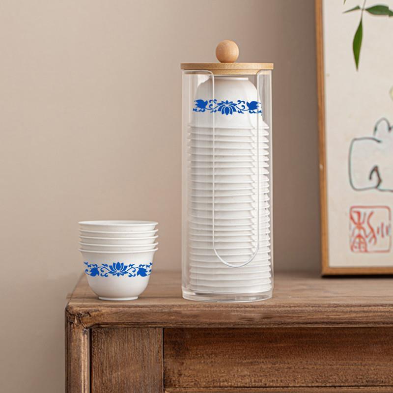 Rice husk blue and white porcelain disposable kung fu tea cup thickened anti-scalding tea small cup tea set home entertainment tea cup