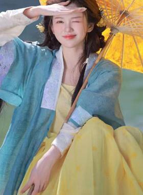 千爱千熙油纸伞长杆货女郎新中式汉服伞黄色长柄伞拍婚纱照道具伞