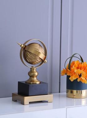 金属地球仪件酒柜装品书柜玄关摆饰电8798镀创意饰品办公室摆设