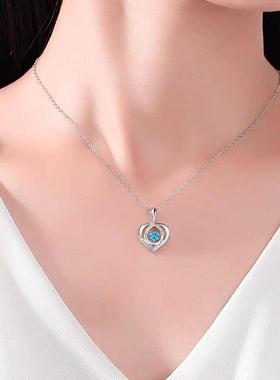 闺蜜项链女二人款蓝色眼跳动的心女日韩气质灵动心形吊坠七夕情人