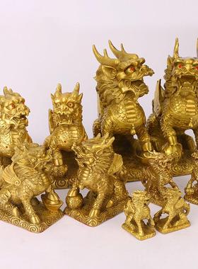 黄铜麒麟 全铜财富福麒麟 工艺品 家居摆件