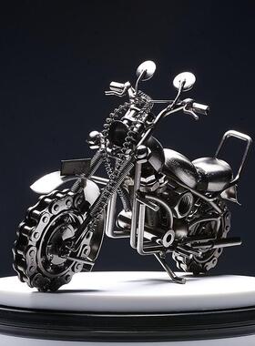 创意铁艺机车覆古摆件家居客厅玄关酒柜装饰品房间工艺礼品摆饰小