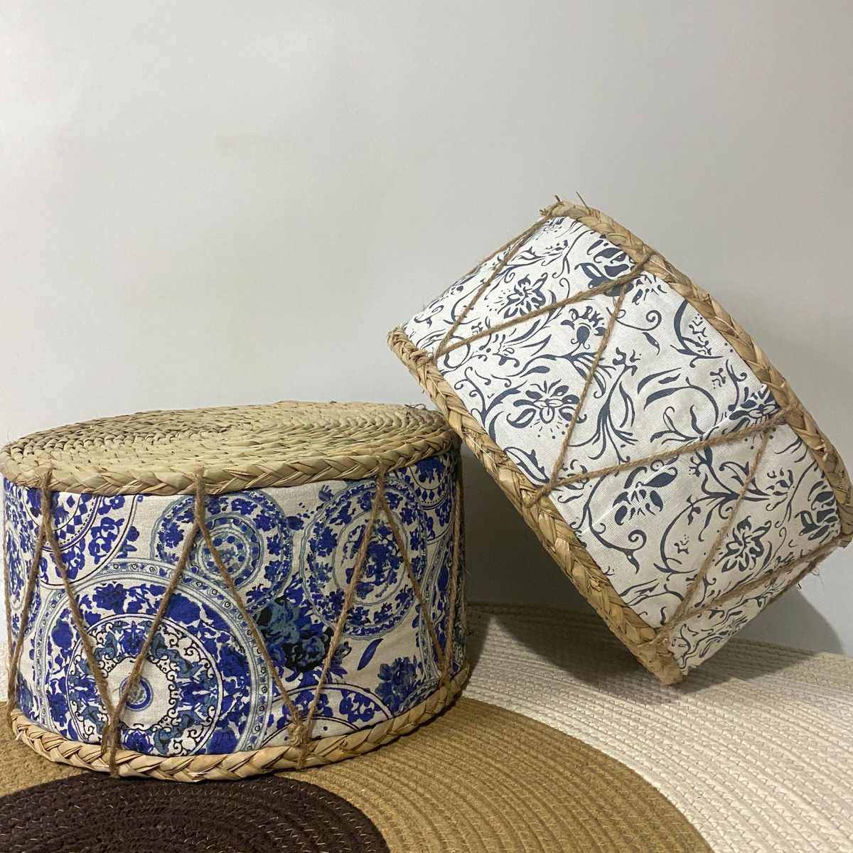 矮凳民族风布艺草编居家编织蒲团坐垫换鞋凳实心凳子榻榻米矮凳,淘宝优惠券,粉丝福利购,淘宝优惠卷