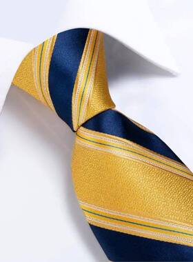 Fashion Men Tie Luxury Yellow Blue Striped Paisley Plaid Sil