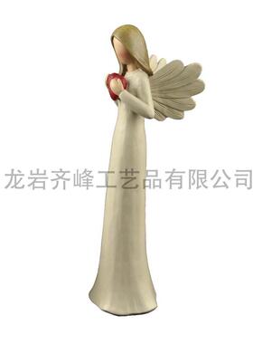 欧式家居装饰品客厅书房摆件树脂白色抱心天使 厂家直发