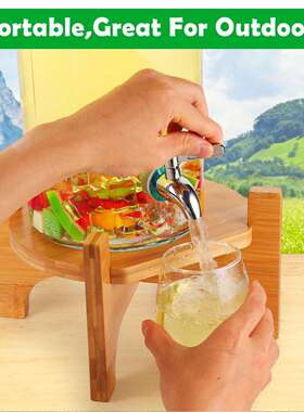 饮分料配器木制支架饮玻璃饮料料配器水壶分容器竹木家居厨具2341