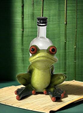亚马逊酒跨境摆热卖红蛙架青zzw66605创意小雕塑办公室树脂工艺品