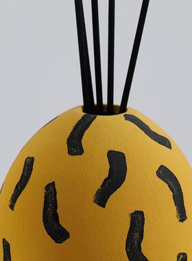 摆现代简约黄色树厅脂蛋GD-H186壳香薰几何样板房售件楼处客书房