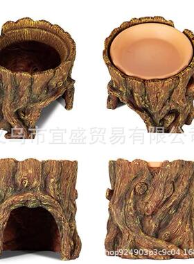 跨境花园树桩摆件家居庭院宠物蜥蜴窝设计装修摆件花园装饰摆件