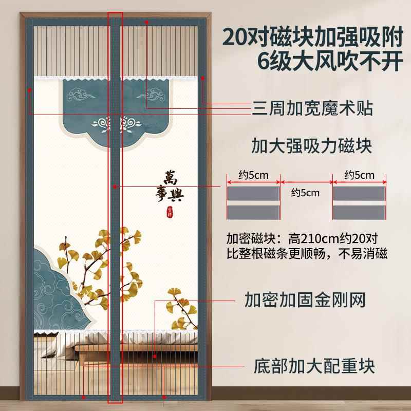 夏天门帘防蚊2024新款纱帘魔术贴自粘式隐私通风金刚网纱卧室纱门