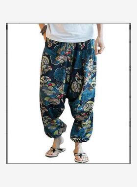 Hip Hop Aladdin Hmong Baggy Cotton Linen Harem Pants Men 裤