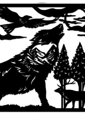 动物金属墙壁艺术狼鹿麋鹿森林壁挂装饰客厅/家居装饰