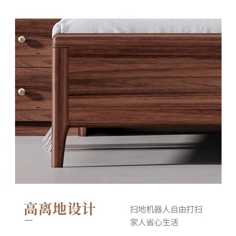 现家代简木约黑胡桃木实床卧室81GVM.米双人床用木床全实木储物婚 - 图1