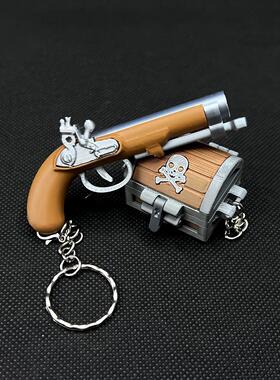 d打印迷你海盗手指枪钥匙扣可发射小球弹夹弹鼓背包挂件校园解压