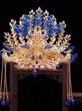 高档黑妈妈泰山奶奶王母娘娘冠凤观音子神明佛帽像帽像三凤神帽冠