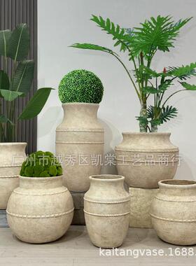 复古落地水泥种植花盆侘寂风庭院阳台种花树民宿酒店园艺商场摆设