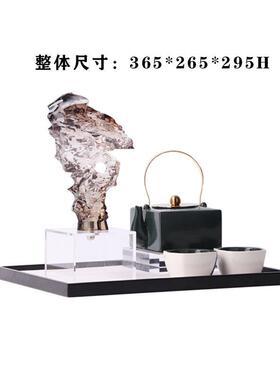 创意新中式禅意陶瓷茶具金属托盘套装组合桌面摆件博古架书房摆设