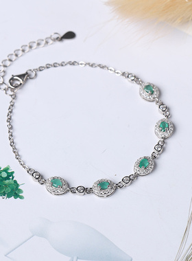 收藏级宝石天然祖母绿银手链女生款手镯轻奢众精致高级感闺蜜生日