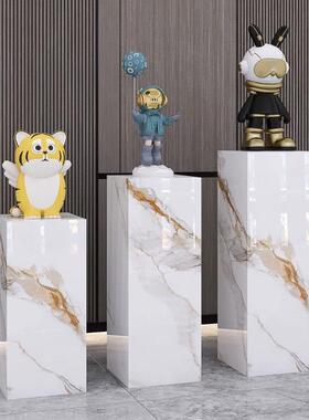 工艺品摆件台花架客展厅玄关酒店会所岩板装饰立柱大理石雕塑底座