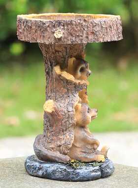 直销新款跨境新品花园装饰可爱卡通刺猬的家喂鸟器树脂工艺品摆件