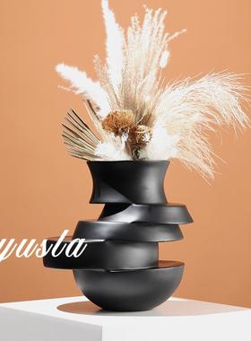 简约样板间客厅茶几餐厅插花干花器花瓶酒店别墅展厅摆件软装饰品