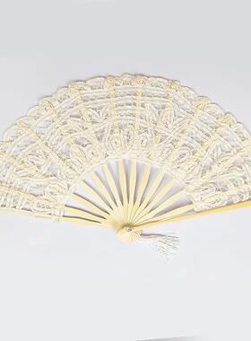 现货欧式蕾丝折扇宫廷舞蹈扇子公主扇贵妇扇子拍照道具中国风折扇