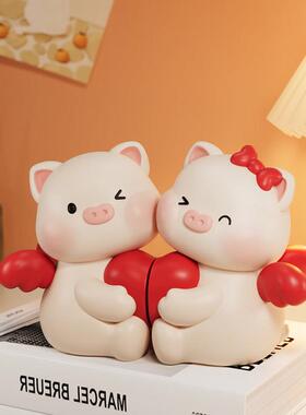 订婚结婚柜件送床新人婚房头布置装饰品情侣小猪27680994娃娃送新