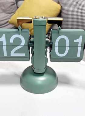 厂家复古简约家居客厅座钟小天平机械翻页时钟欧式自动翻页钟