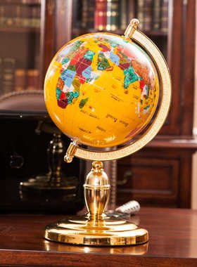宝石地球仪高清办公室摆件工艺品家居客厅书房装饰品摆设开业礼品