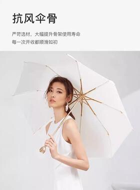 高端奢侈玫瑰花手柄雨伞女生高颜值晴雨两用高级感落日玫瑰复古伞
