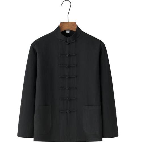 正品中季棉女麻长短袖式国风唐装男汉服居士茶禅夏道练功太极服中 - 图0