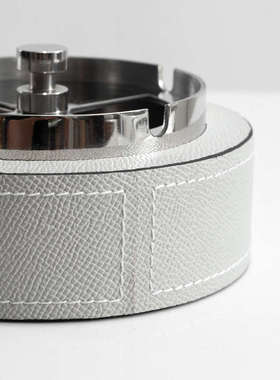 现代高端轻奢皮革金属烟灰缸软装饰品办公室售楼处会客厅茶几摆件