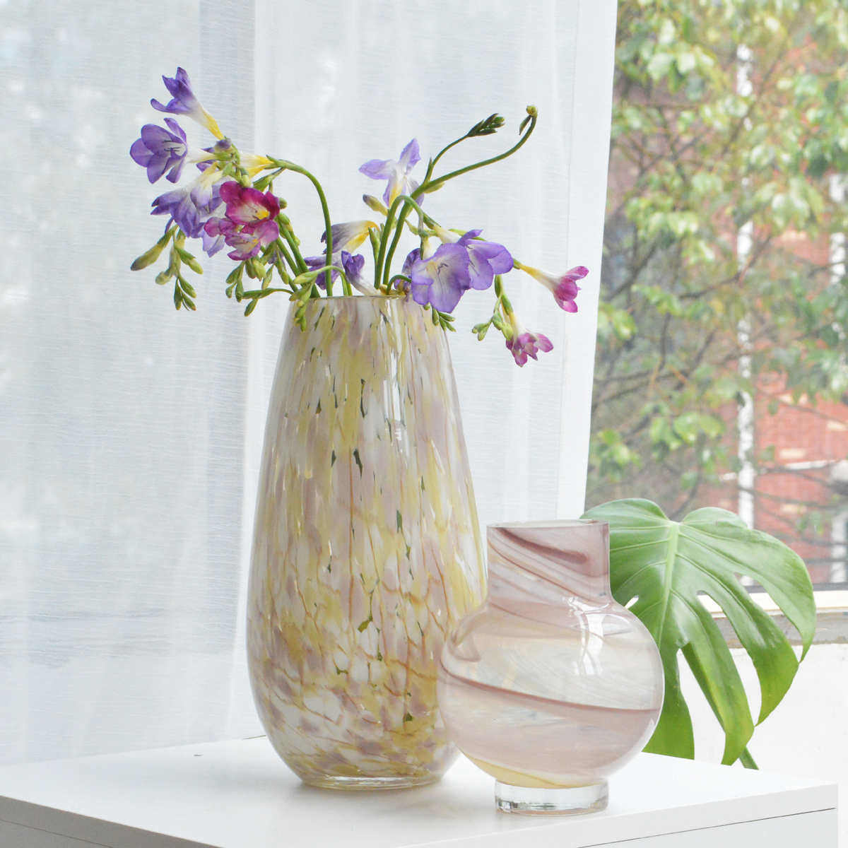 欧式复古简约风花瓶彩色玻璃花器桌面水培插花容器电视柜玄关装饰,淘宝优惠券,粉丝福利购,淘宝优惠卷