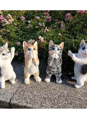 彷真猫咪摆件可爱小猫客厅房间卧室花园装饰猫创意生日礼物女礼品