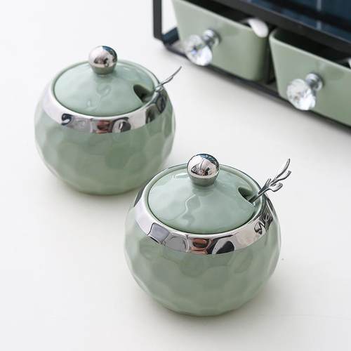 高颜值调味罐套装家用调料油盐酱醋调料瓶罐组合装厨房陶瓷调料盒 - 图1