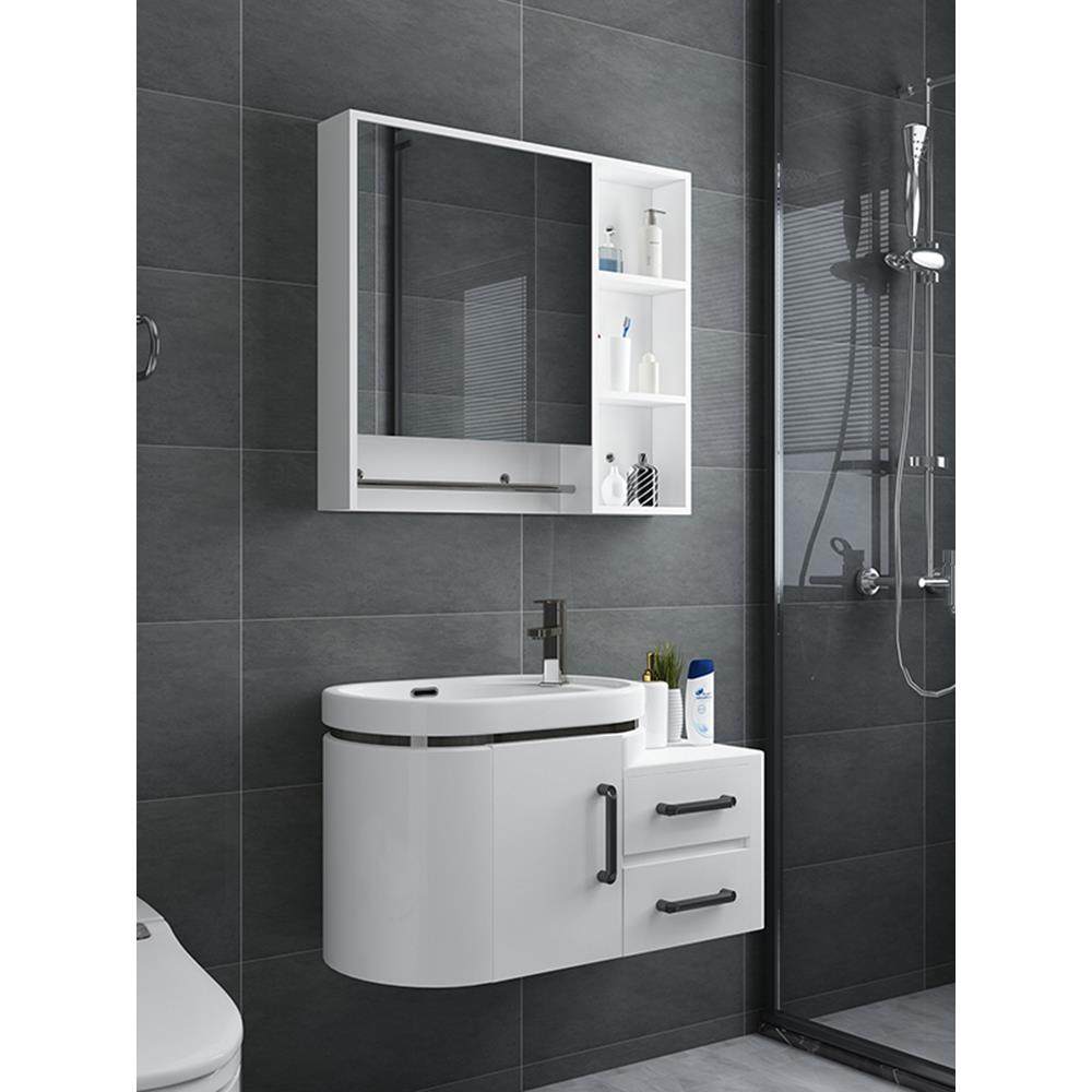 浴室柜组合洗手台盆浴柜洗脸盆洗漱柜窄小户型简约现代整体圆弧,淘宝优惠券,粉丝福利购,淘宝优惠卷