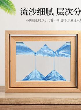 流沙画摆件自动翻转沙漏3d立体解压客厅办公室装饰品乔迁生日礼物
