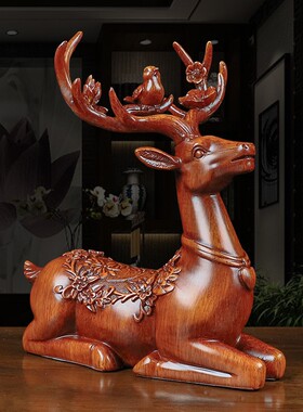 中式梅花鹿摆件客厅电视柜酒柜玄关家装饰品摆件树脂工艺商务礼品
